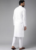 Men White Pure Cotton Chikankari Embroidered Straight Kurta (AP28)