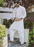 Men White Chikankari Embroidered Straight Kurta (AP30)