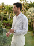 Men's 100% Cotton Fabric Full Sleeve White Casual Grey Striped Shirt