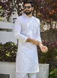 Men White Chikankari Embroidered Straight Kurta (AP30)