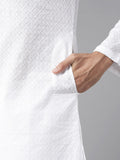 Men White Pure Cotton Chikankari Embroidered Straight Kurta (AP28)
