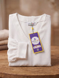 APEKTRA Mustard Gold Crepe V-Neck Puff Sleeve Elegant Top