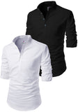 Men's Cotton Blend Fabric Full Sleeve Common White Base Kurta - Pack of 2