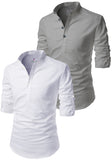 Men's Cotton Blend Fabric Full Sleeve Common White Base Kurta - Pack of 2
