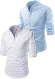 Men's Cotton Blend Fabric Full Sleeve Common White Base Kurta - Pack of 2