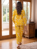 Women's Two Piece Set, Yellow, Shirts with Wide Leg Trousers, Full Sleeve