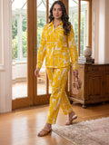 Women's Two Piece Set, Yellow, Shirts with Wide Leg Trousers, Full Sleeve
