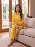Women's Two Piece Set, Yellow, Shirts with Wide Leg Trousers, Full Sleeve