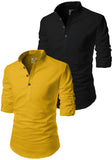 Men's Cotton Blend Fabric Full Sleeve Multi Color Combo Kurta - Pack of 2