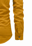 Men's Cotton Fabric Roll Up Sleeve Spread Collar Yellow Kurta